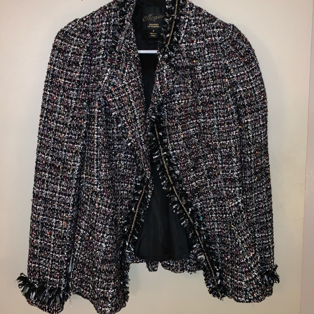 Tweed Blazer with Chain Detail